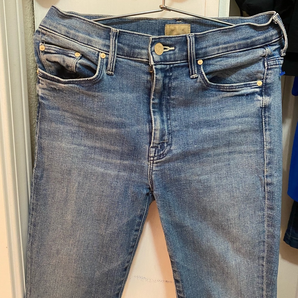 MOTHER Blue Skinny Jeans cut off shorts